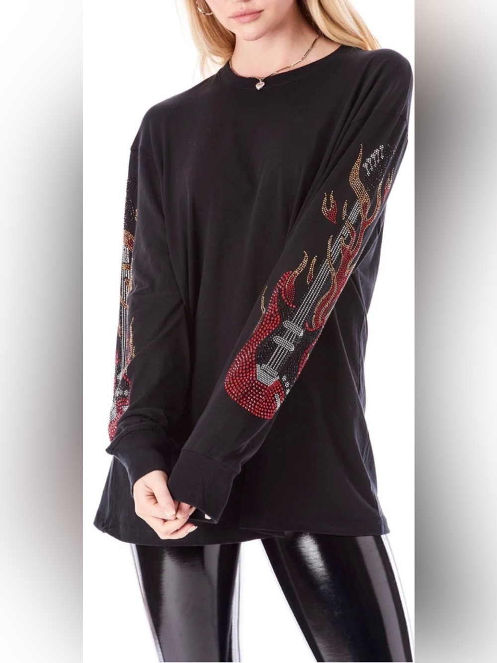 EMMA & SAM BEDAZZLED GUITAR/FLAME ARM LONG SLEEVE